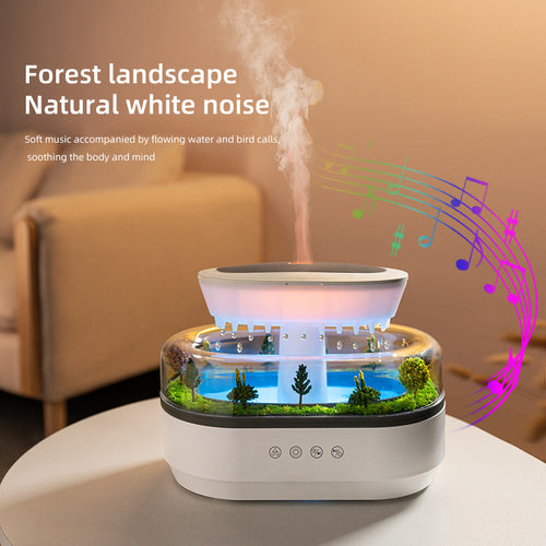 >200ml Eco-Friendly Plastic Ultrasonic Micro Landscape Raindrop Aromatherapy Humidifier LED Light Electric Portable Household